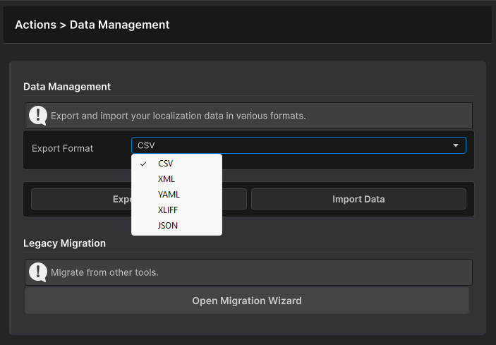 Data Management section